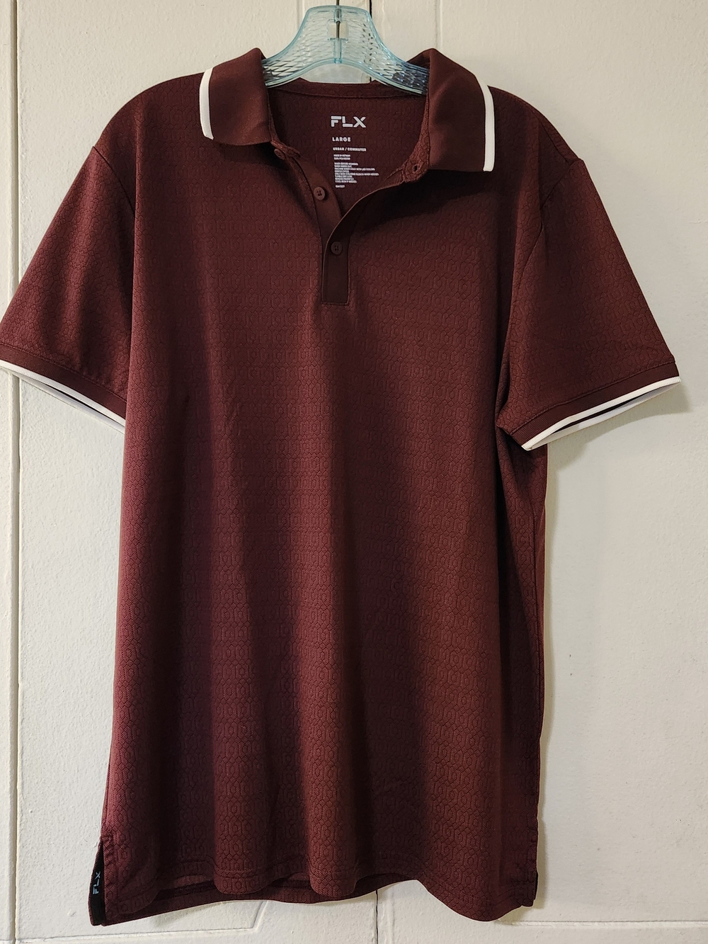 FLX Men's Maroon Polo with White Contrast Trim